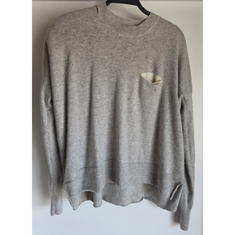 DEMYLEE Women XS Gray 100% Cashmere Crew Neck Pullover Sweater Knit Top